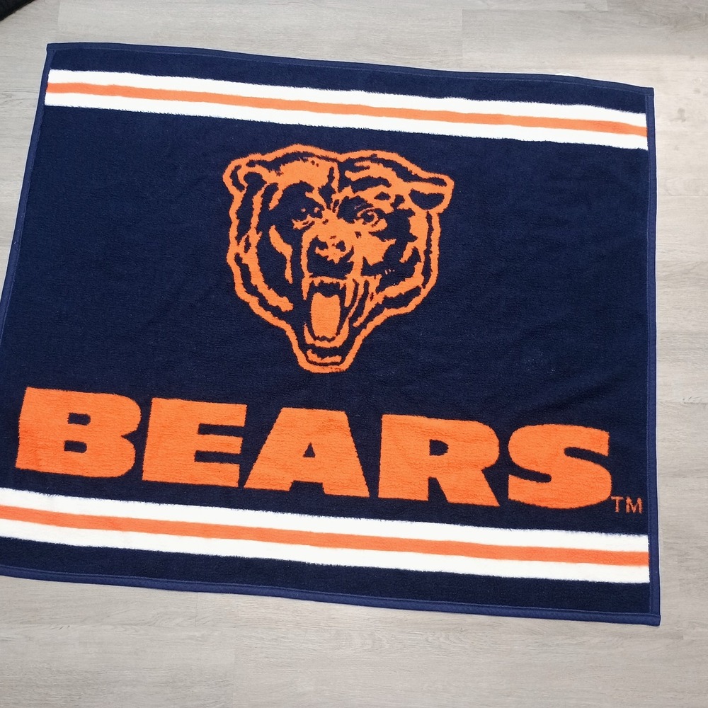 Vintage Biederlack NFL Chicago Bears Blanket Throw Blue Orange